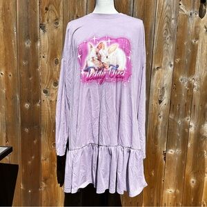 Teddy Fresh Easter Lilac Long Sleeve Dress with Bunny Graphic